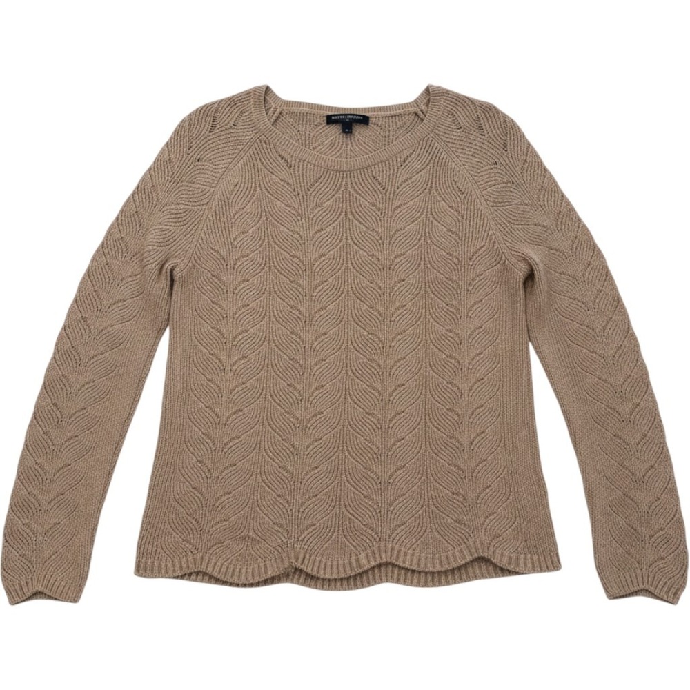 Banana Republic Sweater Brown M Womens Pointelle Knit Long Sleeve Fall Casual